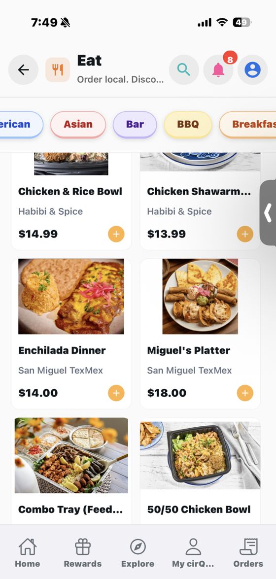 Ordering food from a local restaurant in cirQQles